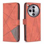 For OPPO Find X7 Ultra Magnetic Buckle Rhombus Texture Leather Phone Case(Brown)