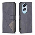 For OPPO A60 Magnetic Buckle Rhombus Texture Leather Phone Case(Black)