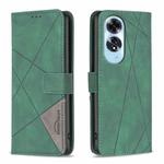For OPPO A60 Magnetic Buckle Rhombus Texture Leather Phone Case(Green)