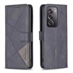For OPPO Reno12 Pro Global Magnetic Buckle Rhombus Texture Leather Phone Case(Black)