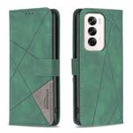 For OPPO Reno12 Global Magnetic Buckle Rhombus Texture Leather Phone Case(Green)