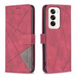 For OPPO Reno12 Global Magnetic Buckle Rhombus Texture Leather Phone Case(Red)