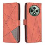 For OPPO Reno12 F 5G Magnetic Buckle Rhombus Texture Leather Phone Case(Brown)