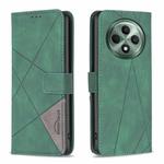 For OPPO Reno12 F 5G Magnetic Buckle Rhombus Texture Leather Phone Case(Green)