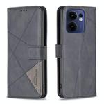 For OPPO Reno13 F 5G Magnetic Buckle Rhombus Texture Leather Phone Case(Black)