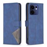For OPPO Reno13 F 5G Magnetic Buckle Rhombus Texture Leather Phone Case(Blue)
