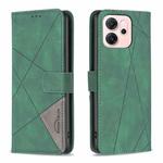 For OPPO Reno14 F 5G Magnetic Buckle Rhombus Texture Leather Phone Case(Green)
