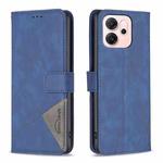 For OPPO Reno14 F 5G Magnetic Buckle Rhombus Texture Leather Phone Case(Blue)