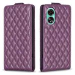 For OPPO A78 4G Diamond Lattice Vertical Flip Leather Phone Case(Dark Purple)