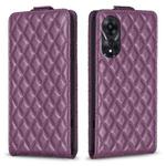 For OPPO A78 5G Diamond Lattice Vertical Flip Leather Phone Case(Dark Purple)