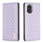 For OPPO A38 4G Diamond Lattice Magnetic Leather Flip Phone Case(Purple)