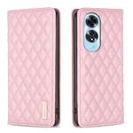 For OPPO A60 Diamond Lattice Magnetic Leather Flip Phone Case(Pink)