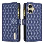 For OPPO A59 5G Diamond Lattice Zipper Wallet Leather Flip Phone Case(Blue)