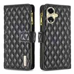 For OPPO A59 5G Diamond Lattice Zipper Wallet Leather Flip Phone Case(Black)