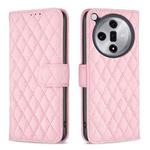 For OPPO Find X7 Ultra Diamond Lattice Wallet Leather Flip Phone Case(Pink)