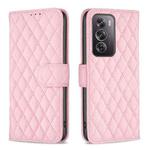 For OPPO Reno12 Pro Global Diamond Lattice Wallet Leather Flip Phone Case(Pink)