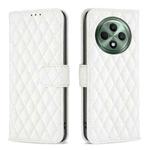 For OPPO Reno12 F 5G Diamond Lattice Wallet Leather Flip Phone Case(White)