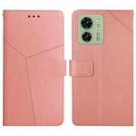 For Motorola Edge 40 HT01 Y-shaped Pattern Flip Leather Phone Case(Pink)