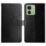 For Motorola Edge 40 HT01 Y-shaped Pattern Flip Leather Phone Case(Black)