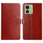 For Motorola Edge 40 HT01 Y-shaped Pattern Flip Leather Phone Case(Brown)