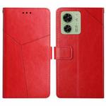 For Motorola Edge 40 HT01 Y-shaped Pattern Flip Leather Phone Case(Red)