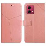 For Motorola Moto G84 HT01 Y-shaped Pattern Flip Leather Phone Case(Pink)