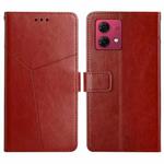 For Motorola Moto G84 HT01 Y-shaped Pattern Flip Leather Phone Case(Brown)