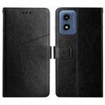 For Motorola Moto G Play 4G 2024 HT01 Y-shaped Pattern Flip Leather Phone Case(Black)