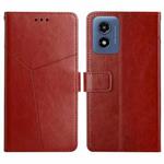 For Motorola Moto G Play 4G 2024 HT01 Y-shaped Pattern Flip Leather Phone Case(Brown)