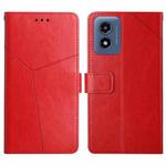 For Motorola Moto G Play 4G 2024 HT01 Y-shaped Pattern Flip Leather Phone Case(Red)