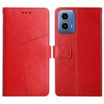 For Motorola Moto G Stylus 5G 2024 HT01 Y-shaped Pattern Flip Leather Phone Case(Red)