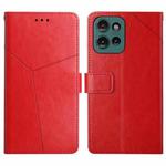 For Motorola Edge 50 HT01 Y-shaped Pattern Flip Leather Phone Case(Red)