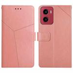 For Motorola Moto G05 HT01 Y-shaped Pattern Flip Leather Phone Case(Pink)