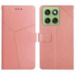 For Motorola Edge 60 Pro HT01 Y-shaped Pattern Flip Leather Phone Case(Pink)