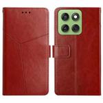 For Motorola Edge 60 Pro HT01 Y-shaped Pattern Flip Leather Phone Case(Brown)
