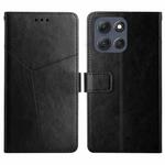 For Motorola Moto G86 5G HT01 Y-shaped Pattern Flip Leather Phone Case(Black)