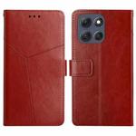 For Motorola Moto G86 5G HT01 Y-shaped Pattern Flip Leather Phone Case(Brown)