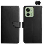 For Motorola Edge 40 Genuine Leather Fingerprint-proof Horizontal Flip Phone Case(Black)