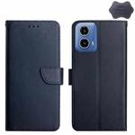 For Motorola Moto G34 5G Genuine Leather Fingerprint-proof Horizontal Flip Phone Case(Blue)