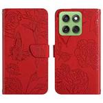 For Motorola Edge 60 5G HT03 Skin Feel Butterfly Embossed Flip Leather Phone Case(Red)