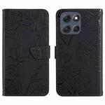 For Motorola Moto G56 5G HT03 Skin Feel Butterfly Embossed Flip Leather Phone Case(Black)