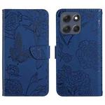 For Motorola Moto G56 5G HT03 Skin Feel Butterfly Embossed Flip Leather Phone Case(Blue)