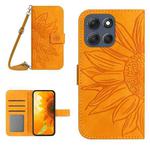 For Motorola Moto G56 5G HT04 Skin Feel Sun Flower Embossed Flip Leather Phone Case with Lanyard(Yellow)