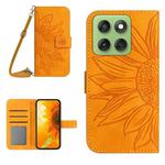 For Motorola Edge 60 Pro HT04 Skin Feel Sun Flower Embossed Flip Leather Phone Case with Lanyard(Yellow)
