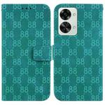For OnePlus 10R / Ace Double 8-shaped Embossed Leather Phone Case(Green)