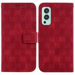 For OnePlus Nord 2 5G Double 8-shaped Embossed Leather Phone Case(Red)