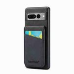 For Google Pixel 7 Fierre Shann Crazy Horse Card Holder Back Cover PU Phone Case(Black)