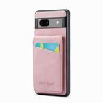 For Google Pixel 8 Fierre Shann Crazy Horse Card Holder Back Cover PU Phone Case(Pink)