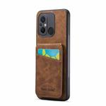 For Xiaomi Redmi 12C / 11A Fierre Shann Crazy Horse Card Holder Back Cover PU Phone Case(Brown)