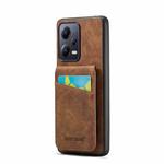 For Xiaomi Redmi Note 12 5G Global Fierre Shann Crazy Horse Card Holder Back Cover PU Phone Case(Brown)